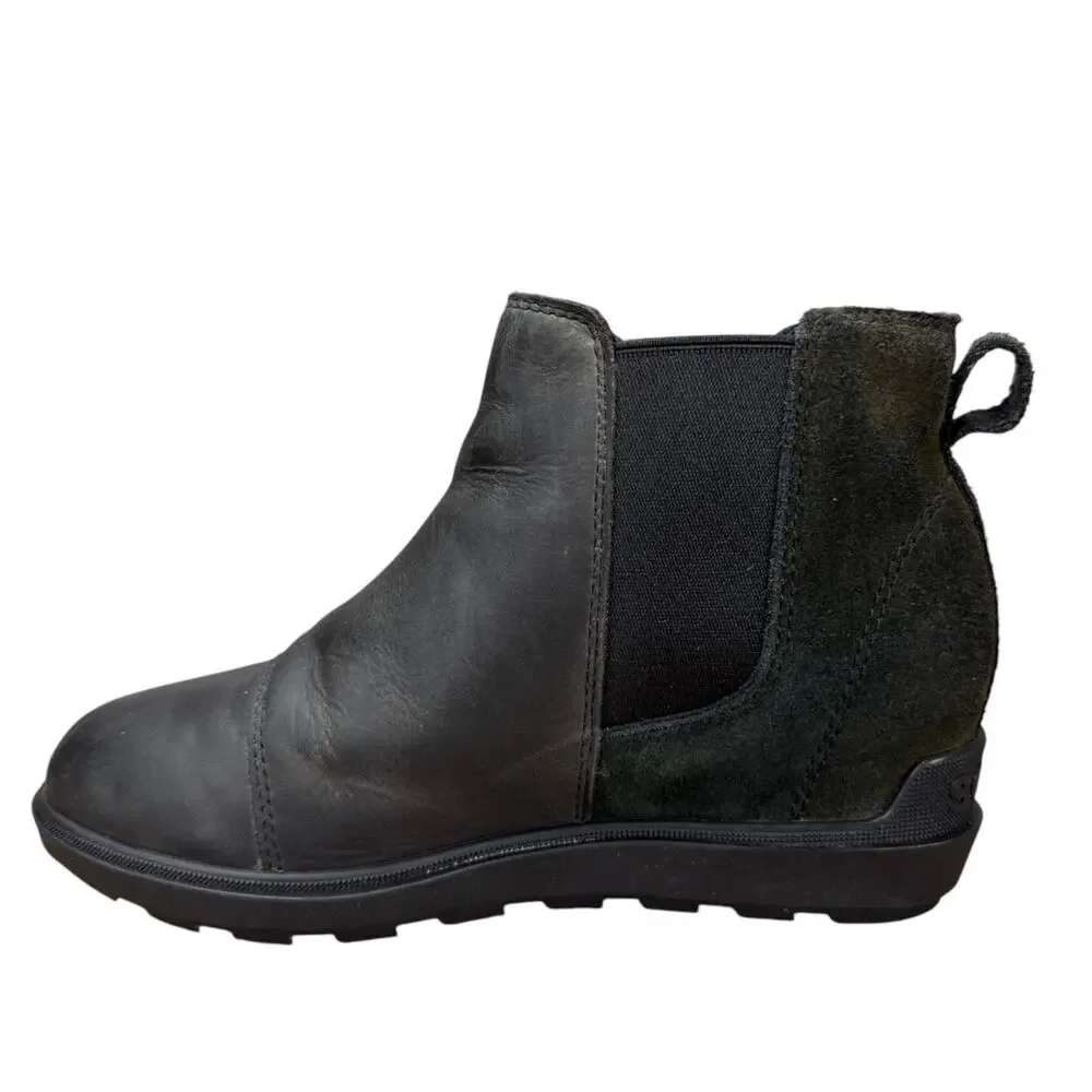SOREL Evie II Chelsea Boots Womens 7 Black Waterproof Suede NL5020